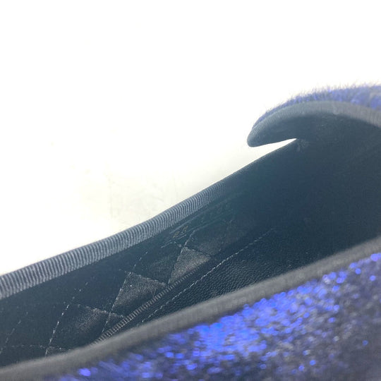 LOUIS VUITTON Dress shoes velvet blue Auteuil line logo mens 6 Used Authentic