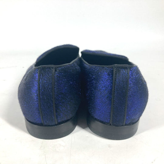 LOUIS VUITTON Dress shoes velvet blue Auteuil line logo mens 6 Used Authentic