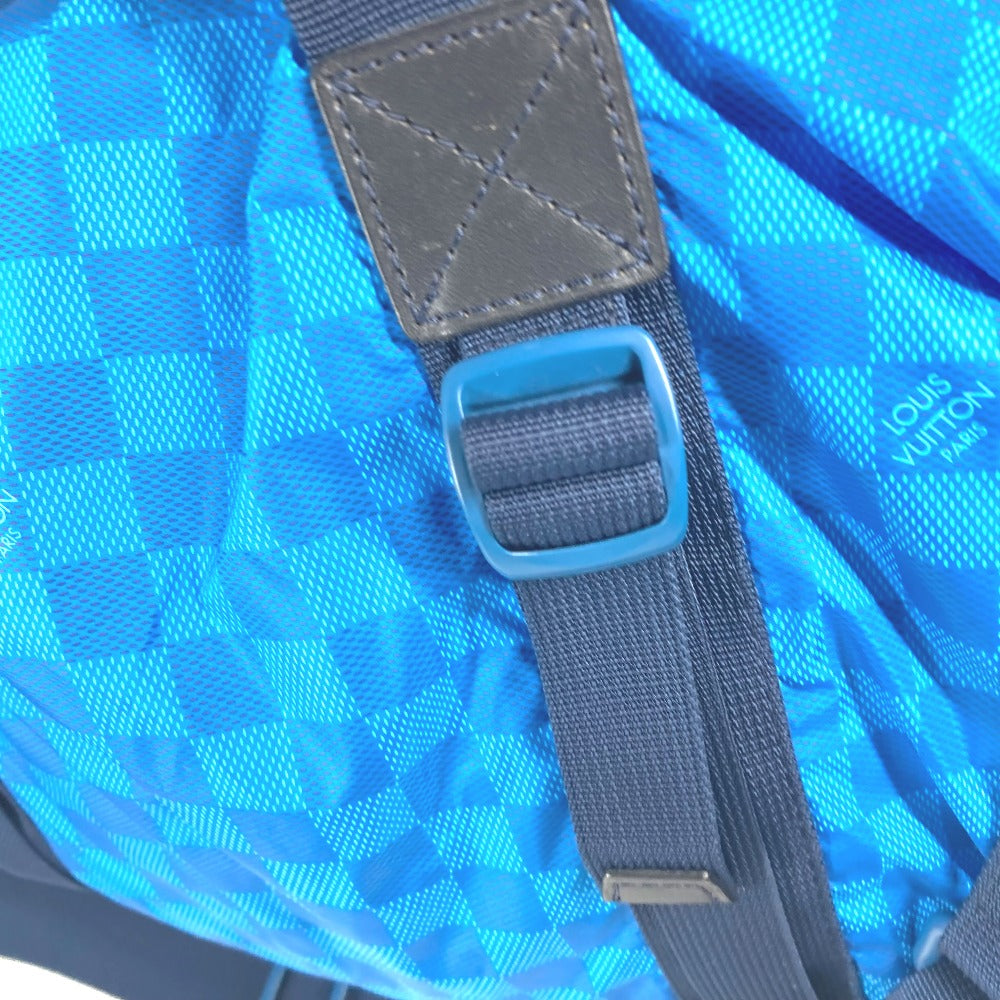 LOUIS VUITTON Boston Duffel bag M97057 Nylon blue Damier Aventure Plat Ktical mens Used Authentic