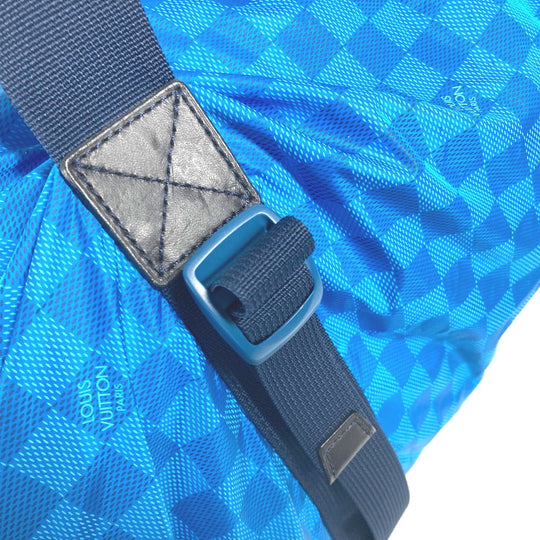 LOUIS VUITTON Boston Duffel bag M97057 Nylon blue Damier Aventure Plat Ktical mens Used Authentic