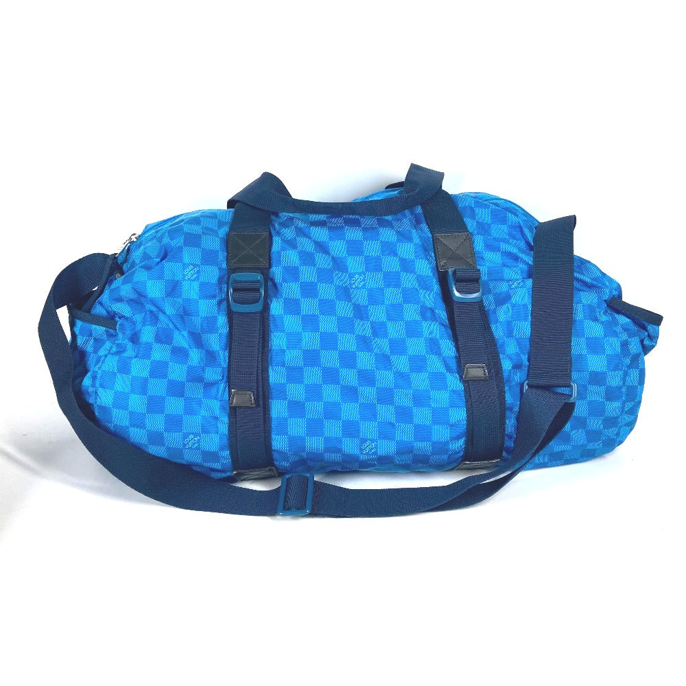 LOUIS VUITTON Boston Duffel bag M97057 Nylon blue Damier Aventure Plat Ktical mens Used Authentic