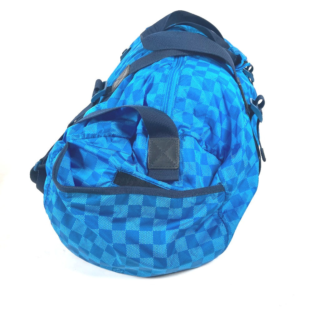 LOUIS VUITTON Boston Duffel bag M97057 Nylon blue Damier Aventure Plat Ktical mens Used Authentic