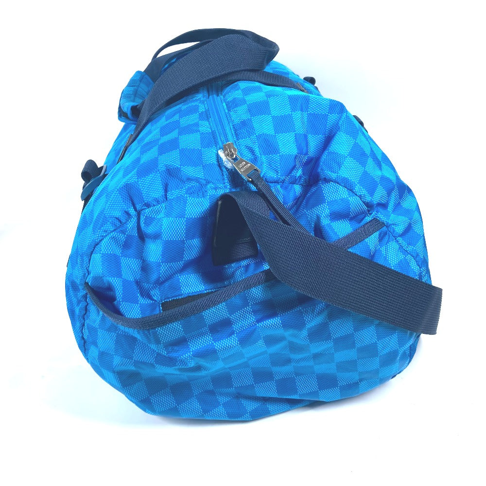 LOUIS VUITTON Boston Duffel bag M97057 Nylon blue Damier Aventure Plat Ktical mens Used Authentic