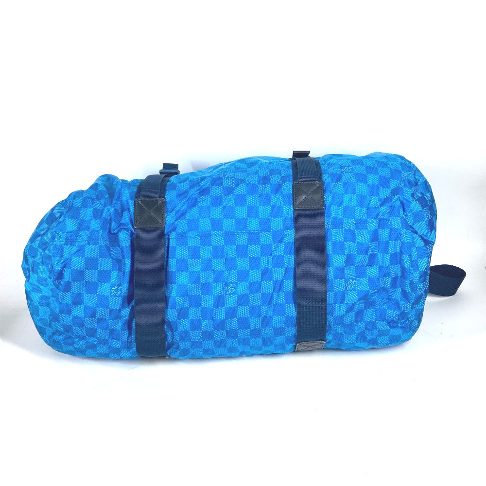 LOUIS VUITTON Boston Duffel bag M97057 Nylon blue Damier Aventure Plat Ktical mens Used Authentic