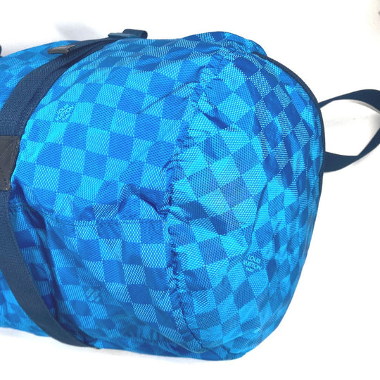 LOUIS VUITTON Boston Duffel bag M97057 Nylon blue Damier Aventure Plat Ktical mens Used Authentic