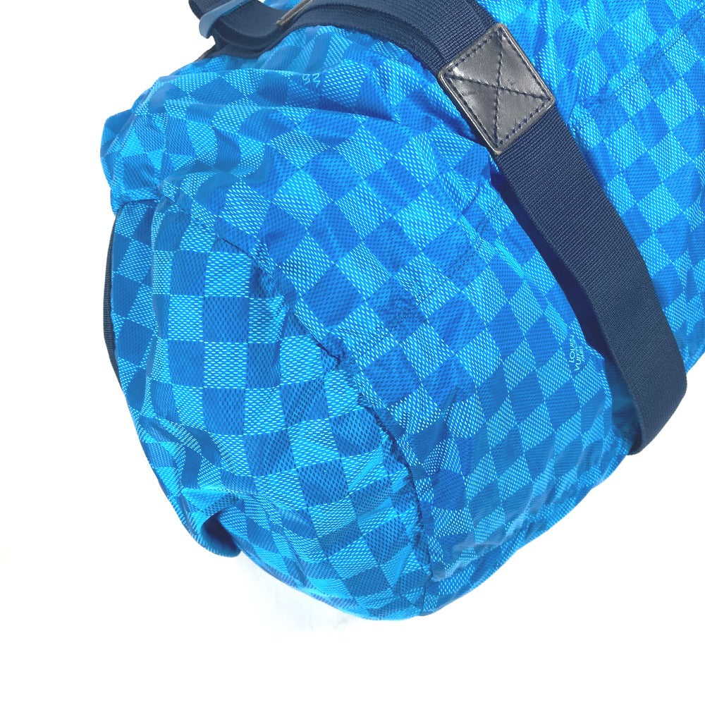 LOUIS VUITTON Boston Duffel bag M97057 Nylon blue Damier Aventure Plat Ktical mens Used Authentic