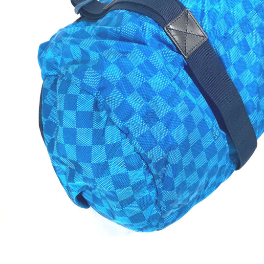 LOUIS VUITTON Boston Duffel bag M97057 Nylon blue Damier Aventure Plat Ktical mens Used Authentic