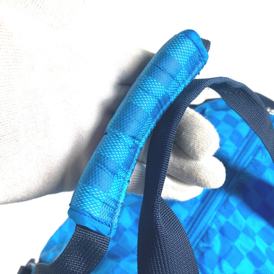 LOUIS VUITTON Boston Duffel bag M97057 Nylon blue Damier Aventure Plat Ktical mens Used Authentic