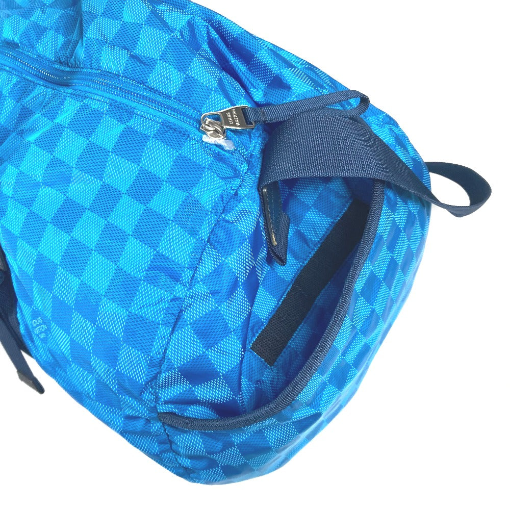 LOUIS VUITTON Boston Duffel bag M97057 Nylon blue Damier Aventure Plat Ktical mens Used Authentic