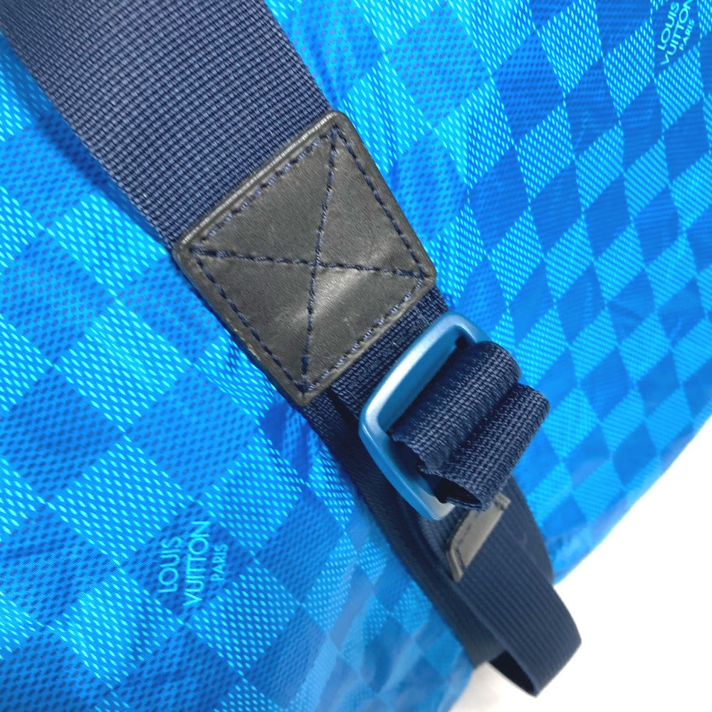 LOUIS VUITTON Boston Duffel bag M97057 Nylon blue Damier van tulle Plat Ktical mens Used Authentic
