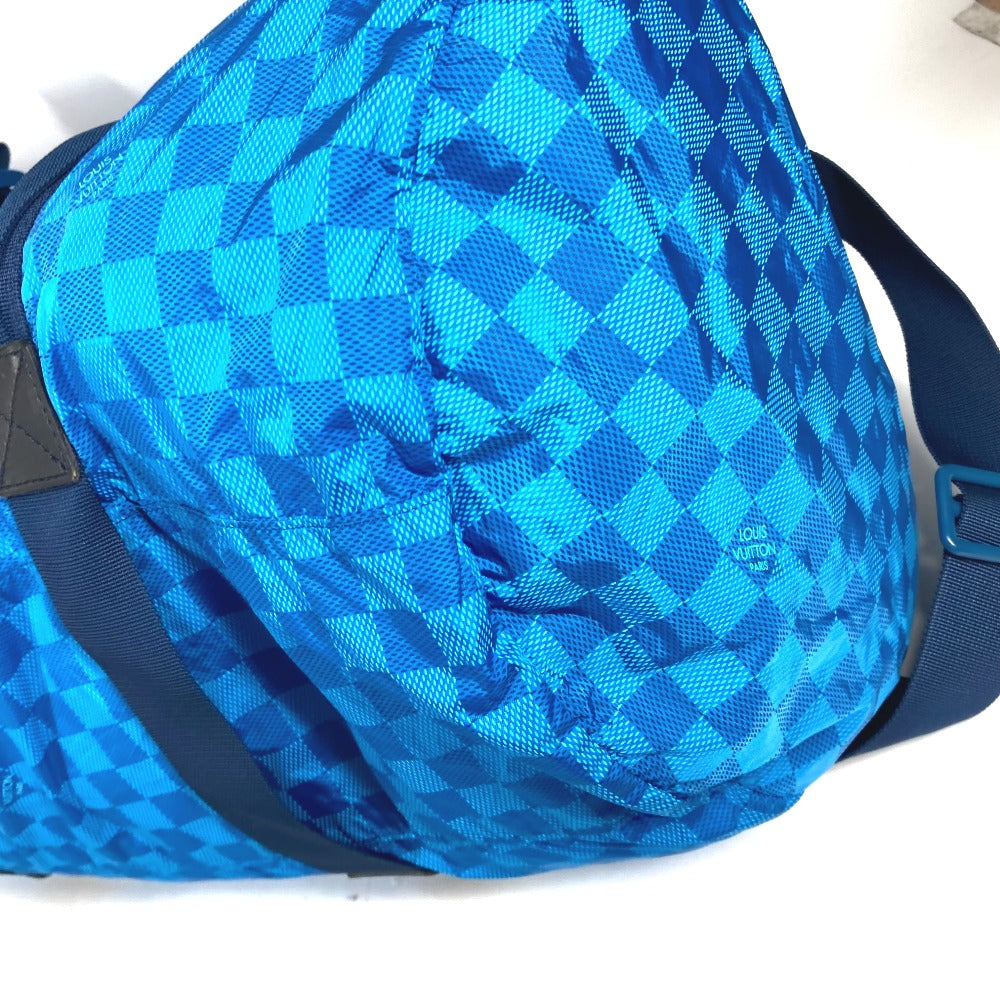 LOUIS VUITTON Boston Duffel bag M97057 Nylon blue Damier van tulle Plat Ktical mens Used Authentic