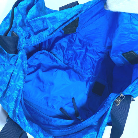 LOUIS VUITTON Boston Duffel bag M97057 Nylon blue Damier van tulle Plat Ktical mens Used Authentic