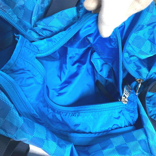 LOUIS VUITTON Boston Duffel bag M97057 Nylon blue Damier van tulle Plat Ktical mens Used Authentic