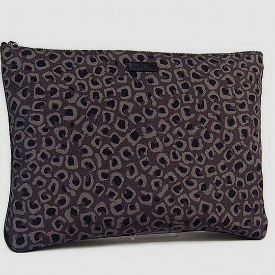 GUCCI Clutch bag Canvas, leather gray business bag Leopard print unisex(Unisex) Used Authentic