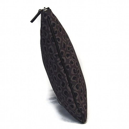 GUCCI Clutch bag Canvas, leather gray business bag Leopard print unisex(Unisex) Used Authentic