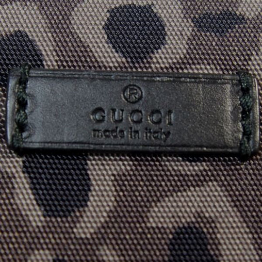 GUCCI Clutch bag Canvas, leather gray business bag Leopard print unisex(Unisex) Used Authentic