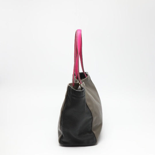 MARC BY MARC JACOBS Tote Bag leather Gray x Black x Pink Watts The T Mini Tote Women Used Authentic