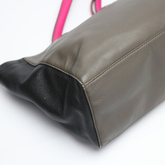 MARC BY MARC JACOBS Tote Bag leather Gray x Black x Pink Watts The T Mini Tote Women Used Authentic