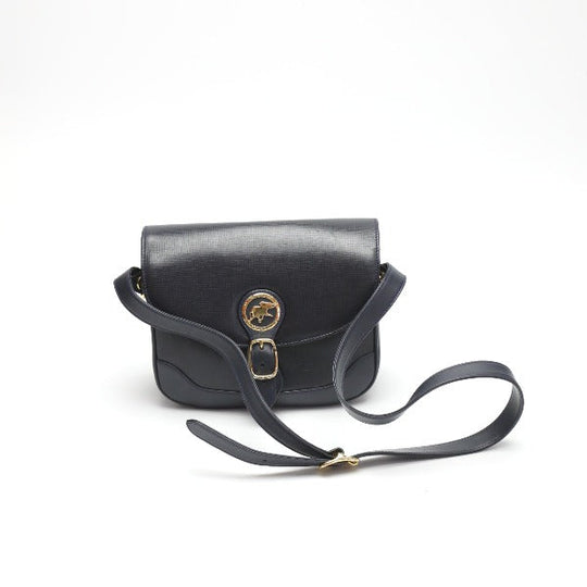 HUNTING WORLD Shoulder Bag leather Navy Crossbody Shoulder Bag Women Used Authentic