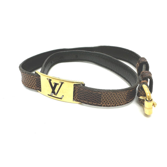 LOUIS VUITTON bracelet M6623 Damier canvas Brown Bracelet Sign It Women Used Authentic