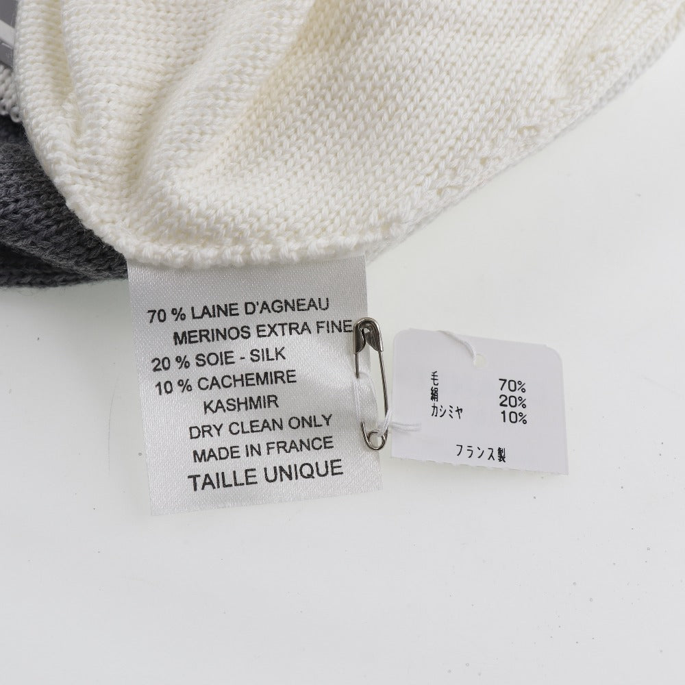 CHANEL Knit cap Wool, Silk, Cashmere White Sports line COCO Mark Women Used Authentic