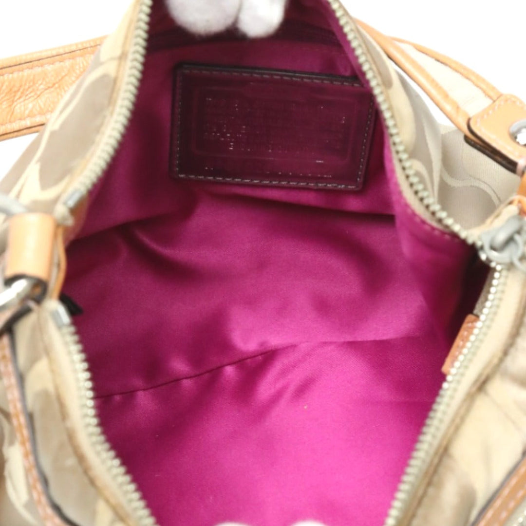 COACH Shoulder Bag F14562 leather beige Poppy Signature 2WAY Women Used Authentic