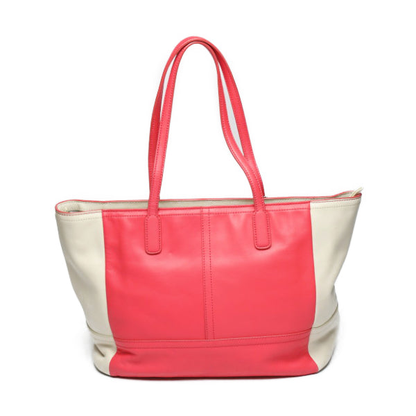 COACH Tote Bag 23469 leather Red x cream LEGACYLegacy Shoulder Bag Women Used Authentic