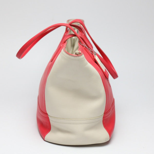COACH Tote Bag 23469 leather Red x cream LEGACYLegacy Shoulder Bag Women Used Authentic