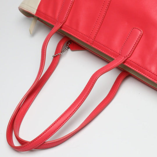 COACH Tote Bag 23469 leather Red x cream LEGACYLegacy Shoulder Bag Women Used Authentic