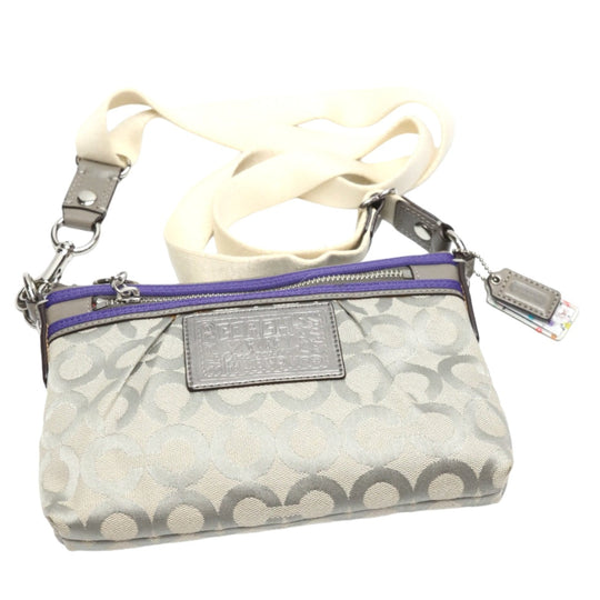 COACH Shoulder Bag 43287 leather Gray x purple swing bag Diagonal Poppy Women Used Authentic