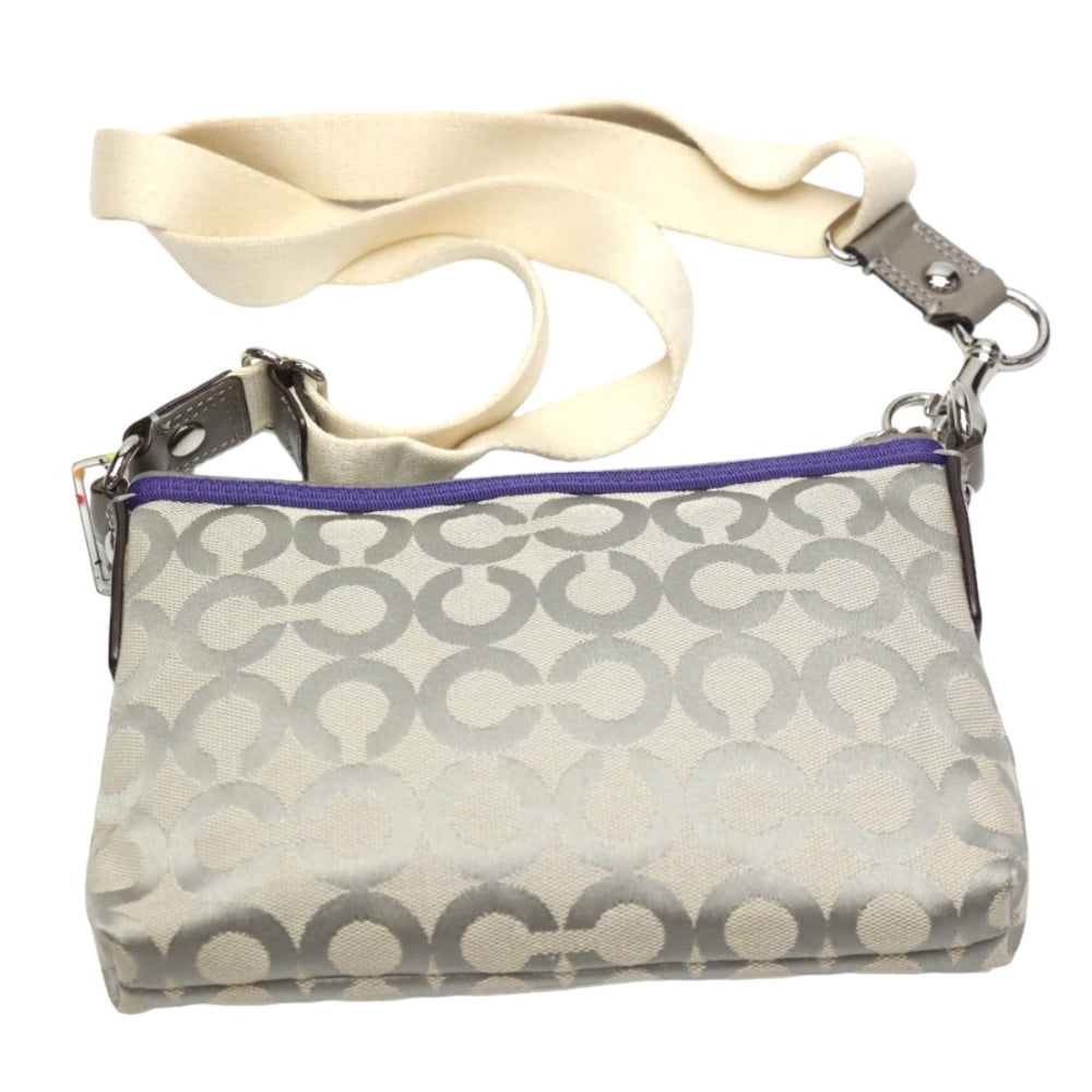 COACH Shoulder Bag 43287 leather Gray x purple swing bag Diagonal Poppy Women Used Authentic