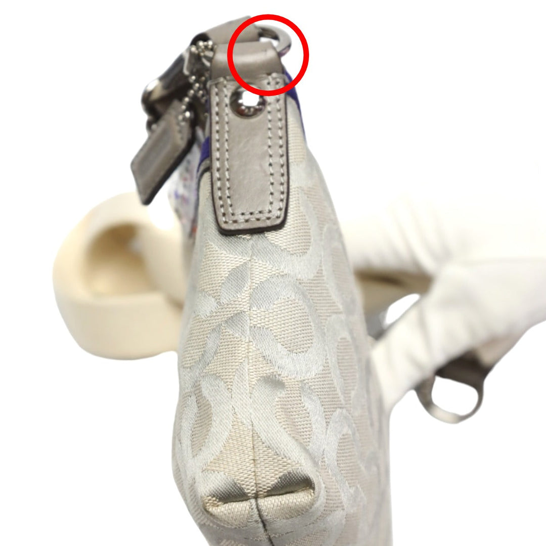 COACH Shoulder Bag 43287 leather Gray x purple swing bag Diagonal Poppy Women Used Authentic