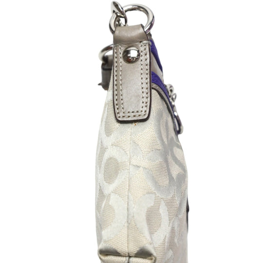 COACH Shoulder Bag 43287 leather Gray x purple swing bag Diagonal Poppy Women Used Authentic