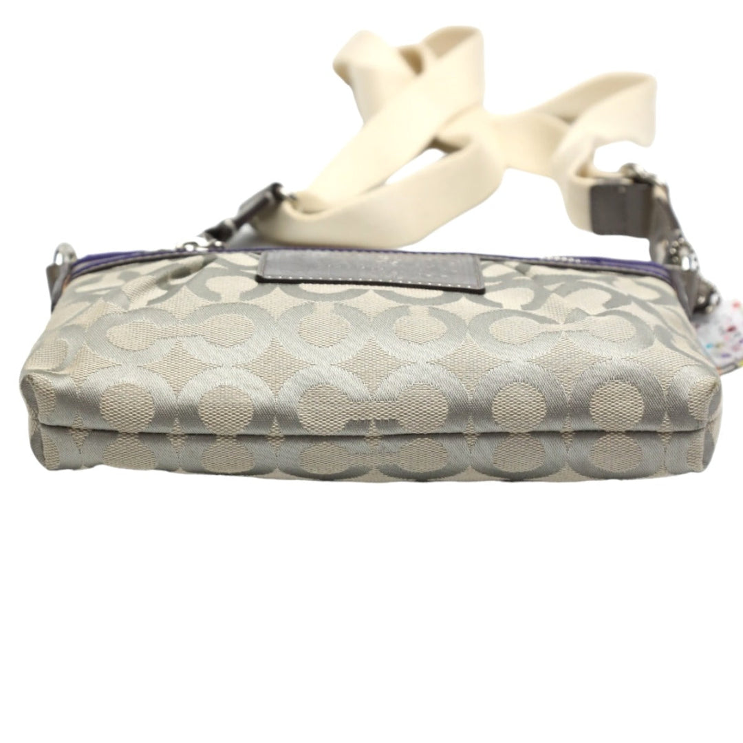 COACH Shoulder Bag 43287 leather Gray x purple swing bag Diagonal Poppy Women Used Authentic