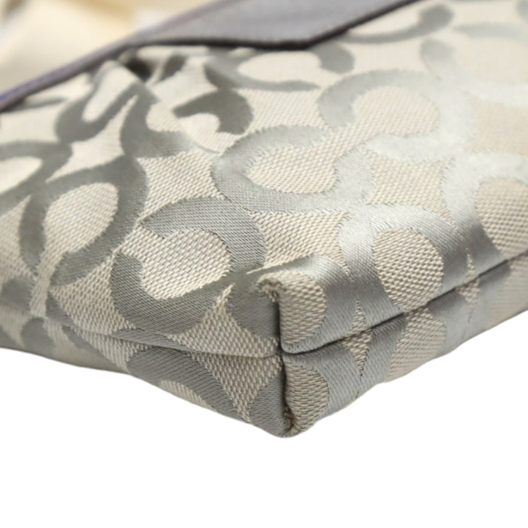 COACH Shoulder Bag 43287 leather Gray x purple swing bag Diagonal Poppy Women Used Authentic