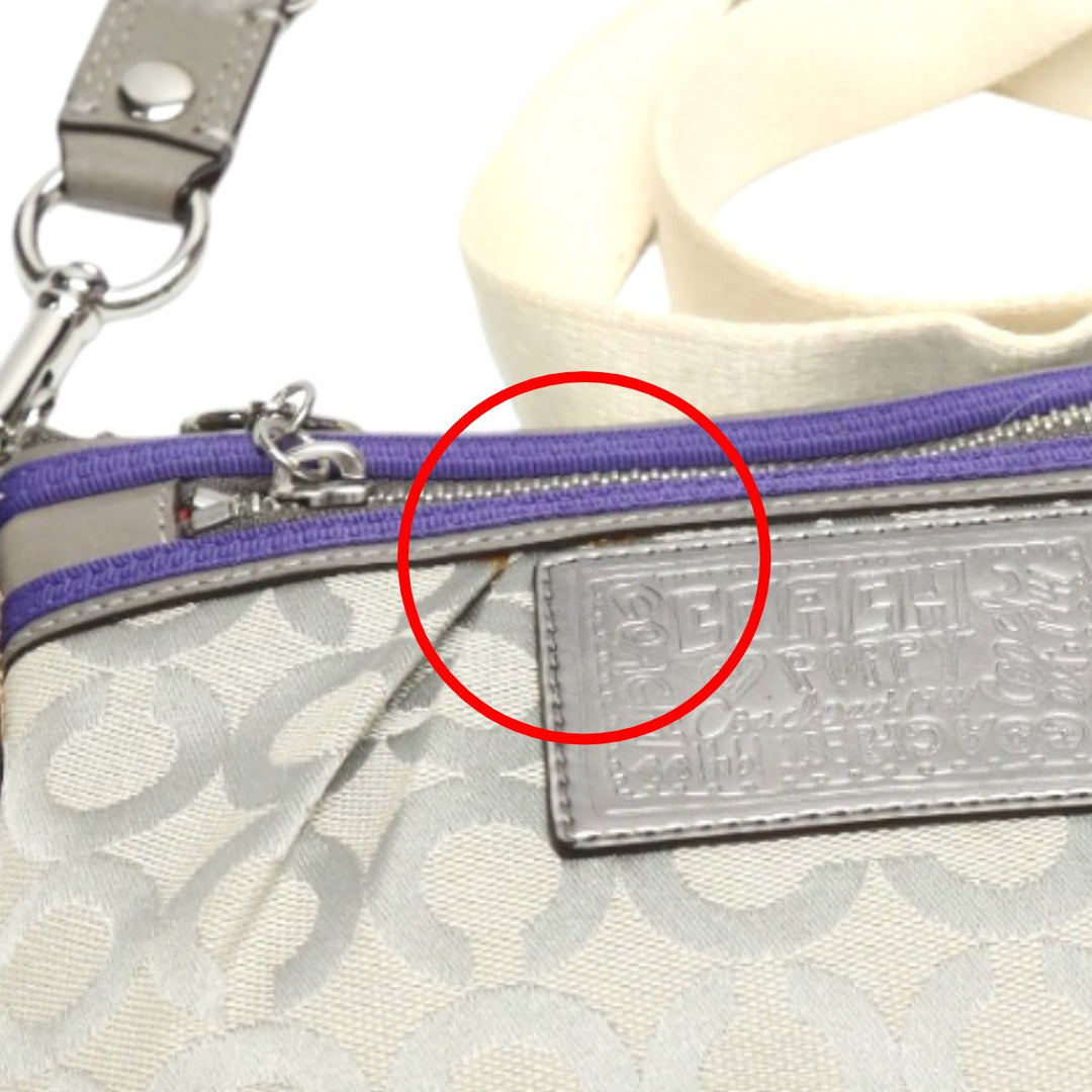 COACH Shoulder Bag 43287 leather Gray x purple swing bag Diagonal Poppy Women Used Authentic