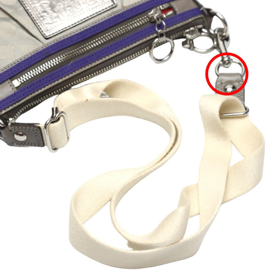 COACH Shoulder Bag 43287 leather Gray x purple swing bag Diagonal Poppy Women Used Authentic