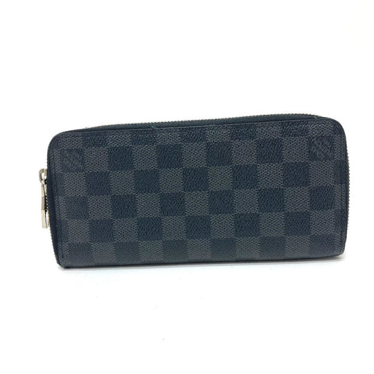 LOUIS VUITTON Long Wallet Purse N63095 Damier Grafitto Canvas black Zippy Wallet Vertical mens Used Authentic
