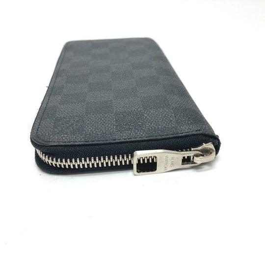 LOUIS VUITTON Long Wallet Purse N63095 Damier Grafitto Canvas black Zippy Wallet Vertical mens Used Authentic