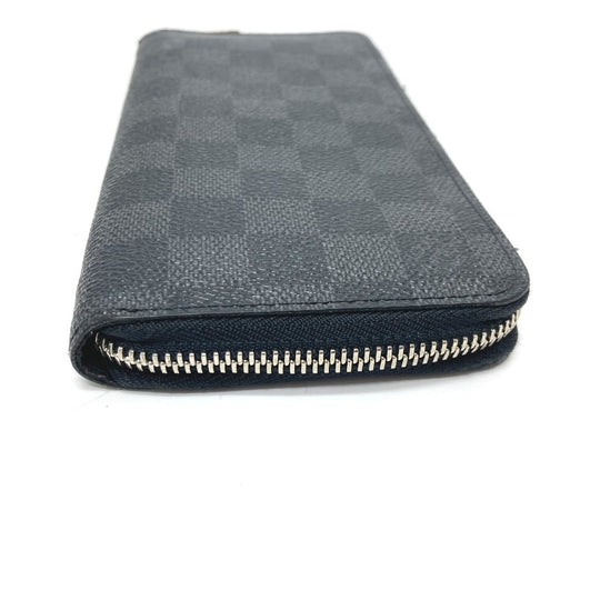 LOUIS VUITTON Long Wallet Purse N63095 Damier Grafitto Canvas black Zippy Wallet Vertical mens Used Authentic