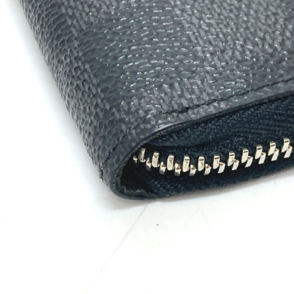LOUIS VUITTON Long Wallet Purse N63095 Damier Grafitto Canvas black Zippy Wallet Vertical mens Used Authentic