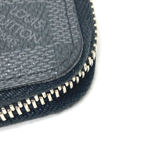 LOUIS VUITTON Long Wallet Purse N63095 Damier Grafitto Canvas black Zippy Wallet Vertical mens Used Authentic
