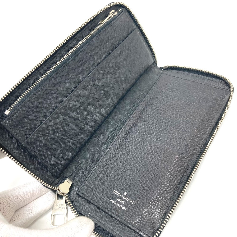 LOUIS VUITTON Long Wallet Purse N63095 Damier Grafitto Canvas black Zippy Wallet Vertical mens Used Authentic