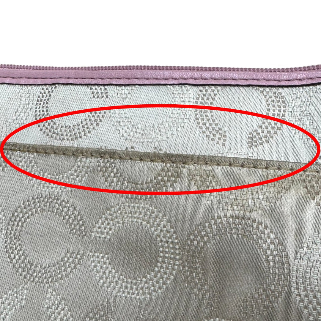 COACH Shoulder Bag 44394 leather Beige x pink swing madison dot op art Diagonal Women Used Authentic