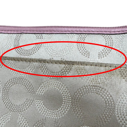 COACH Shoulder Bag 44394 leather Beige x pink swing madison dot op art Diagonal Women Used Authentic