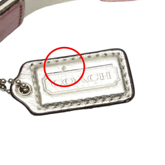 COACH Shoulder Bag 44394 leather Beige x pink swing madison dot op art Diagonal Women Used Authentic