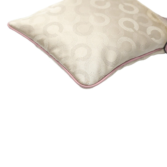 COACH Shoulder Bag 44394 leather Beige x pink swing madison dot op art Diagonal Women Used Authentic