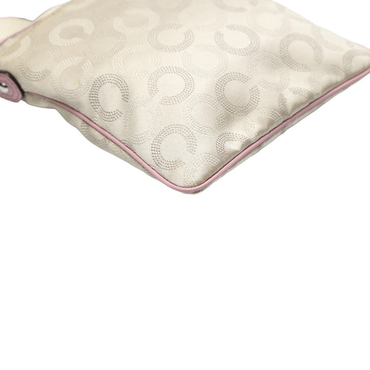 COACH Shoulder Bag 44394 leather Beige x pink swing madison dot op art Diagonal Women Used Authentic