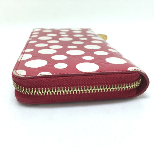 LOUIS VUITTON Long Wallet Purse M91572 Patent leather Rouge Vernis Dot Infinity Zippy wallet Women Used Authentic
