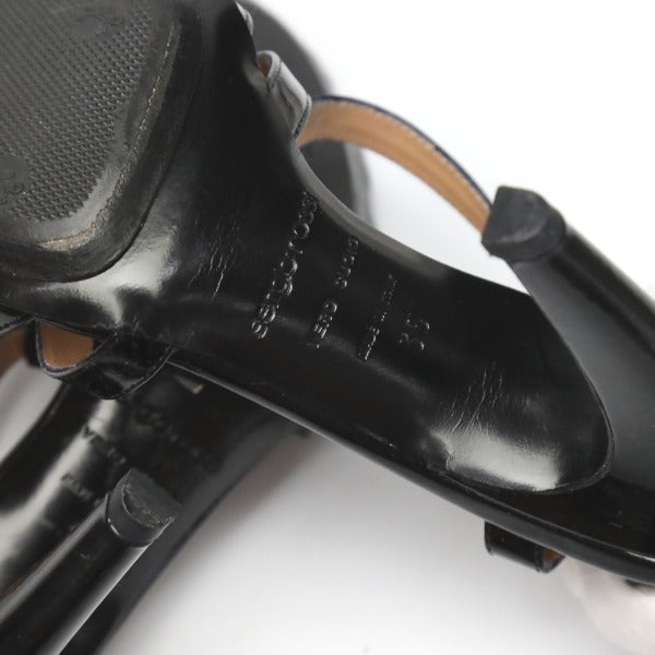 Sergio Rossi Sandals leather black With ankle strap Heel Women 35 Used Authentic